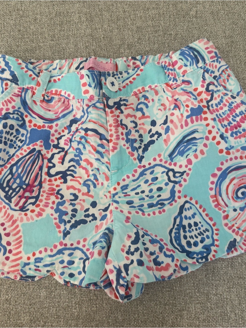 Lilly Pulitzer Aqua Shell-Print Cotton Shorts